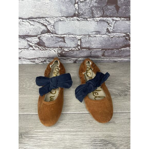 Sam Edelman Felicity Mustard Navy Bow Ballet Flats Shoes Big Kids Sz 3M US/34EU - Picture 12 of 16